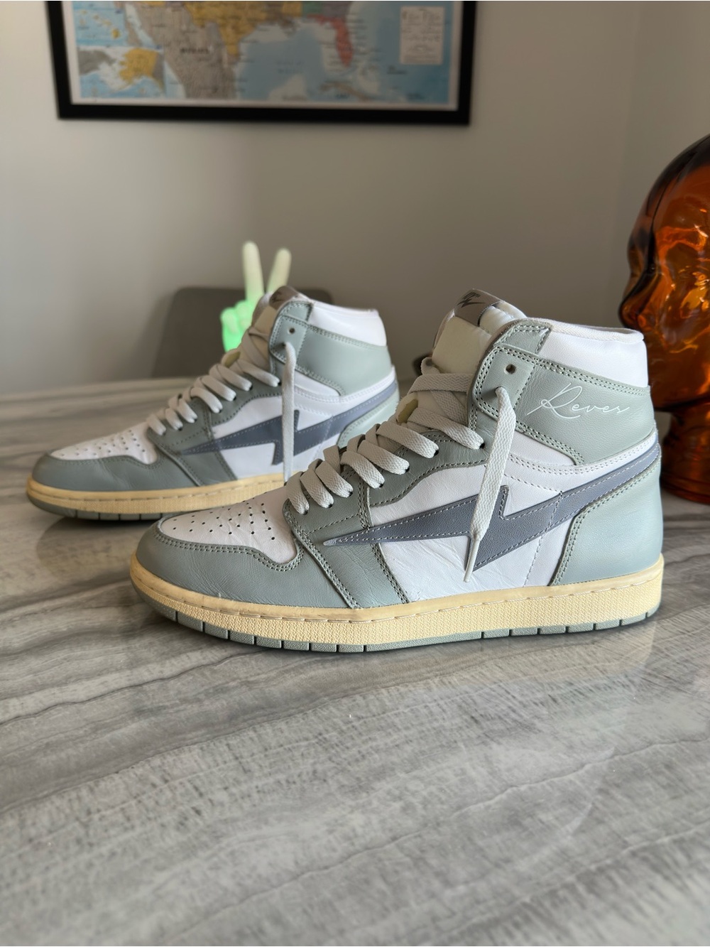 Reves Paris x Air Kiy 85 Hi Cool Grey Lightning Bolt High Top Sneakers